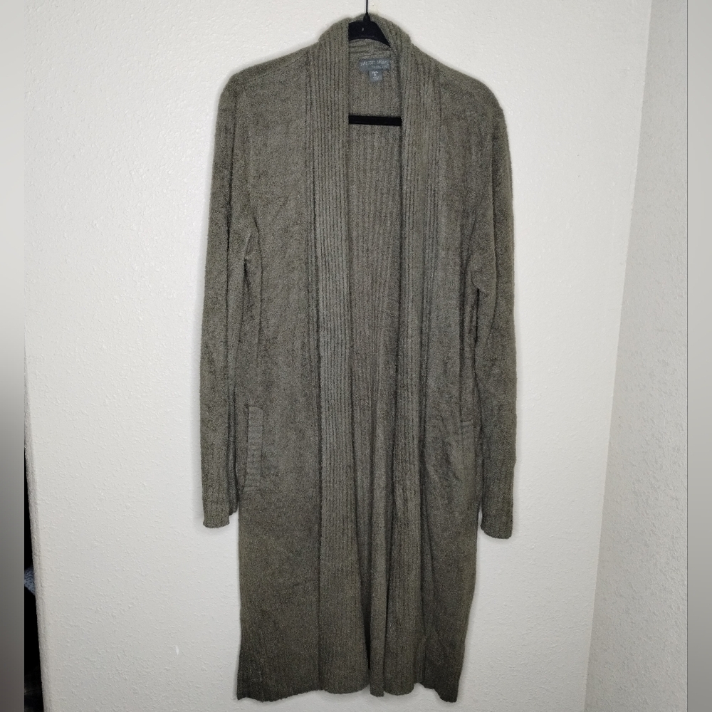 Barefoot Dreams Cozychic Lite Long Cardigan Green Women's Size XL Petite